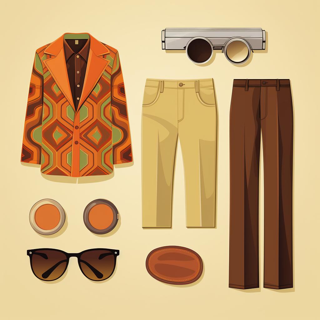 Complementary pieces with main 70s-style clothing item